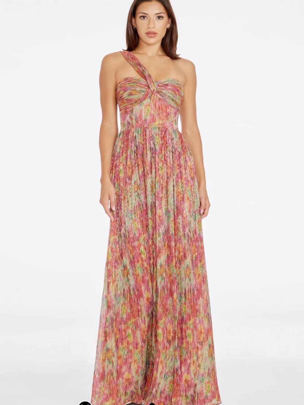 Dress the Population One-Shoulder Maxi Dress in Pink Multi